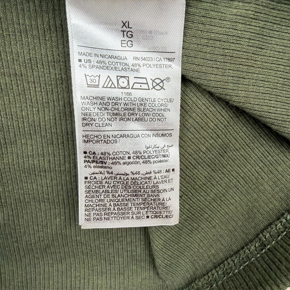 Old Navy Green‎ Ribbed Scoop Neck Long Sleeve Blouse XL Top Preppy Stretch Snug - Picture 7 of 9